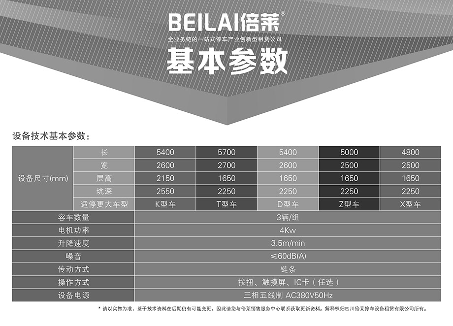 昆明PJS3D2三层地坑简易升降停车设备基本参数