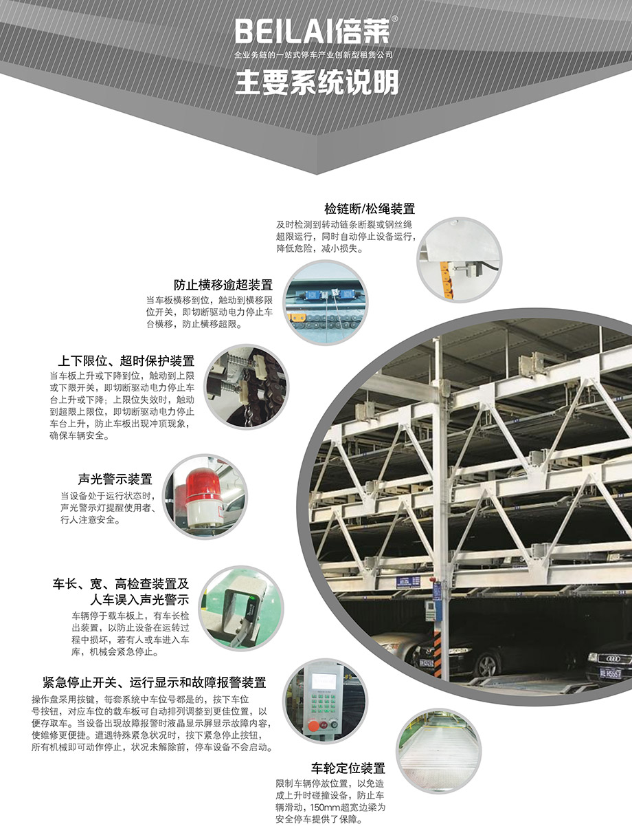 昆明负一正三地坑PSH4D1四层升降横移机械立体停车库主要系统说明