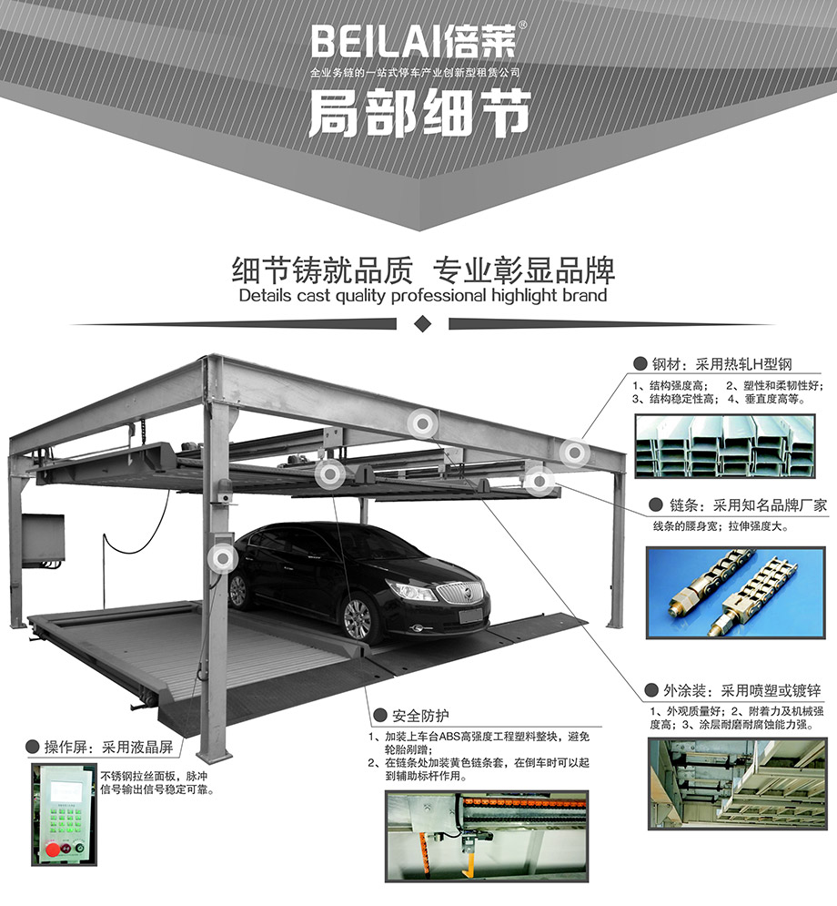 昆明PSH2-D1负一正一地坑二层升降横移机械立体停车库局部细节